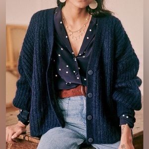 SÉZANE Achille Oversized Buttoned Jumper - Navy